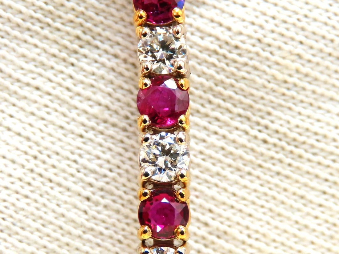 9.82ct Natural Ruby Diamonds Alternating Tennis Bracelet 14kt** - 5