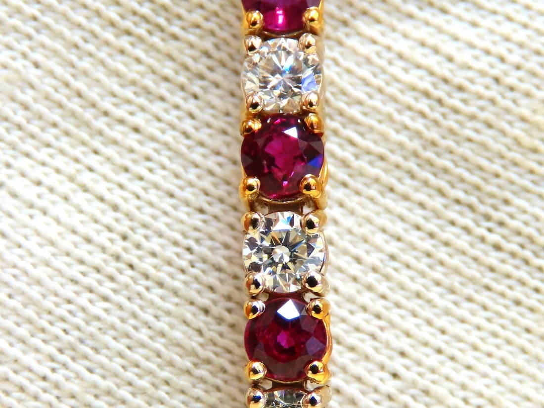 9.82ct Natural Ruby Diamonds Alternating Tennis Bracelet 14kt** - 6