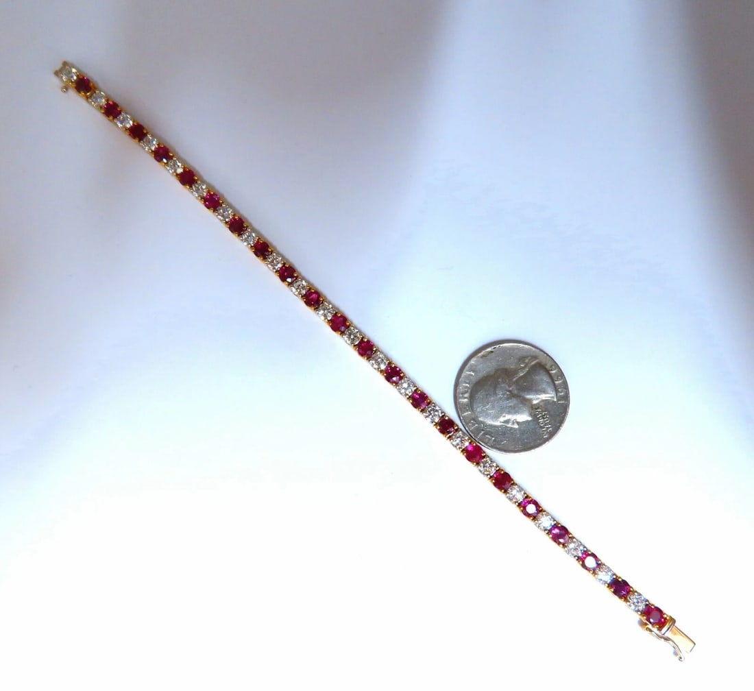 9.82ct Natural Ruby Diamonds Alternating Tennis Bracelet 14kt** - 8