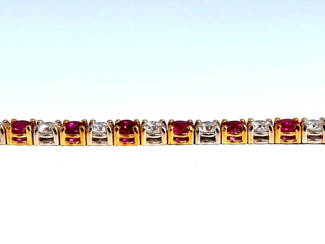 9.82ct Natural Ruby Diamonds Alternating Tennis Bracelet 14kt** - 9