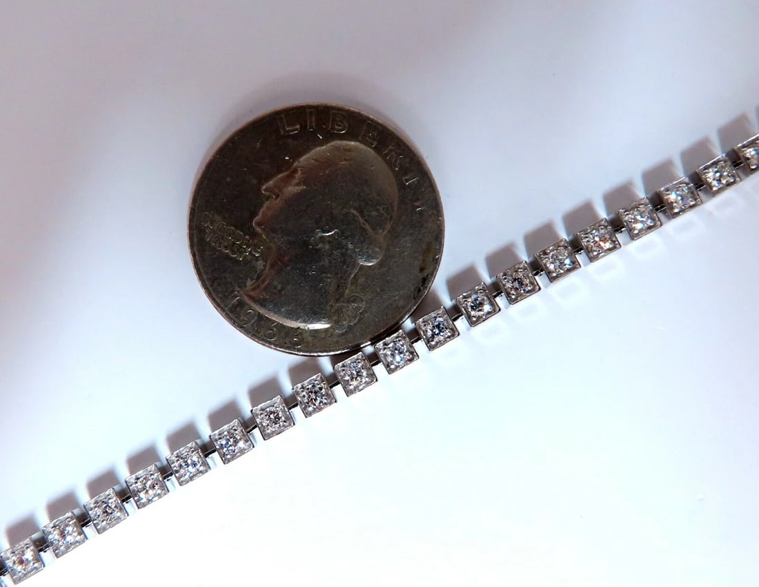 1.55ct Natural Diamonds Tennis Bracelet 14kt Gold Squared Box Bead Set** - 8