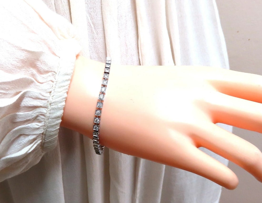 1.55ct Natural Diamonds Tennis Bracelet 14kt Gold Squared Box Bead Set** - 9