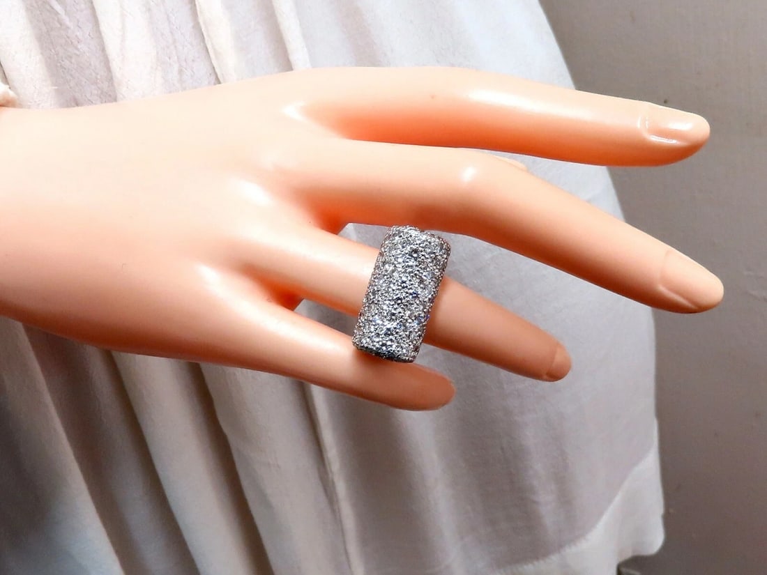 2.54ct Natural Diamonds Fold Over Ring 18kt Gold Fine Deco Bead Set Pave** - 7