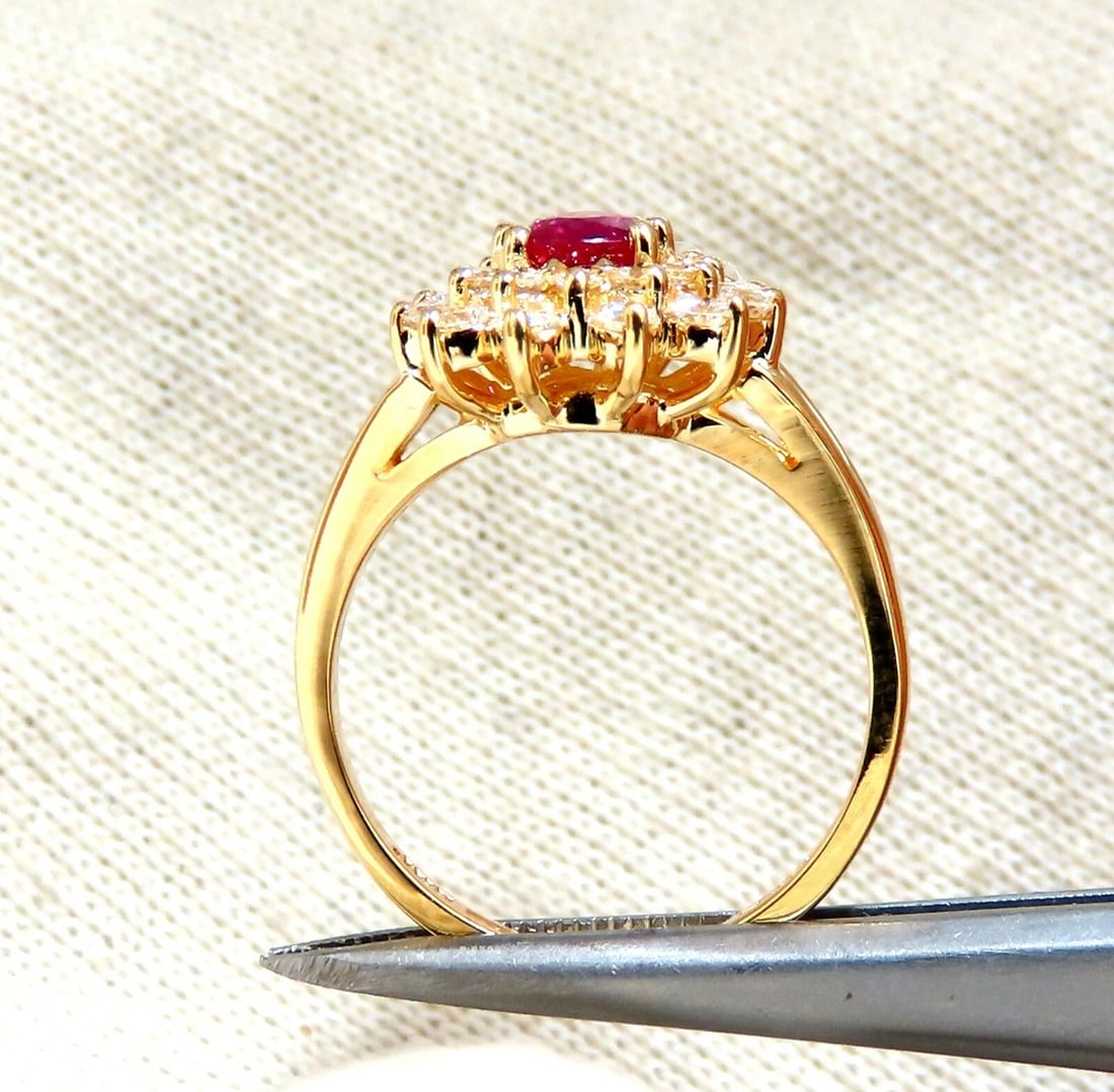 1.02ct Natural Ruby Diamonds Ring Pear Cluster 14kt gold** - 5