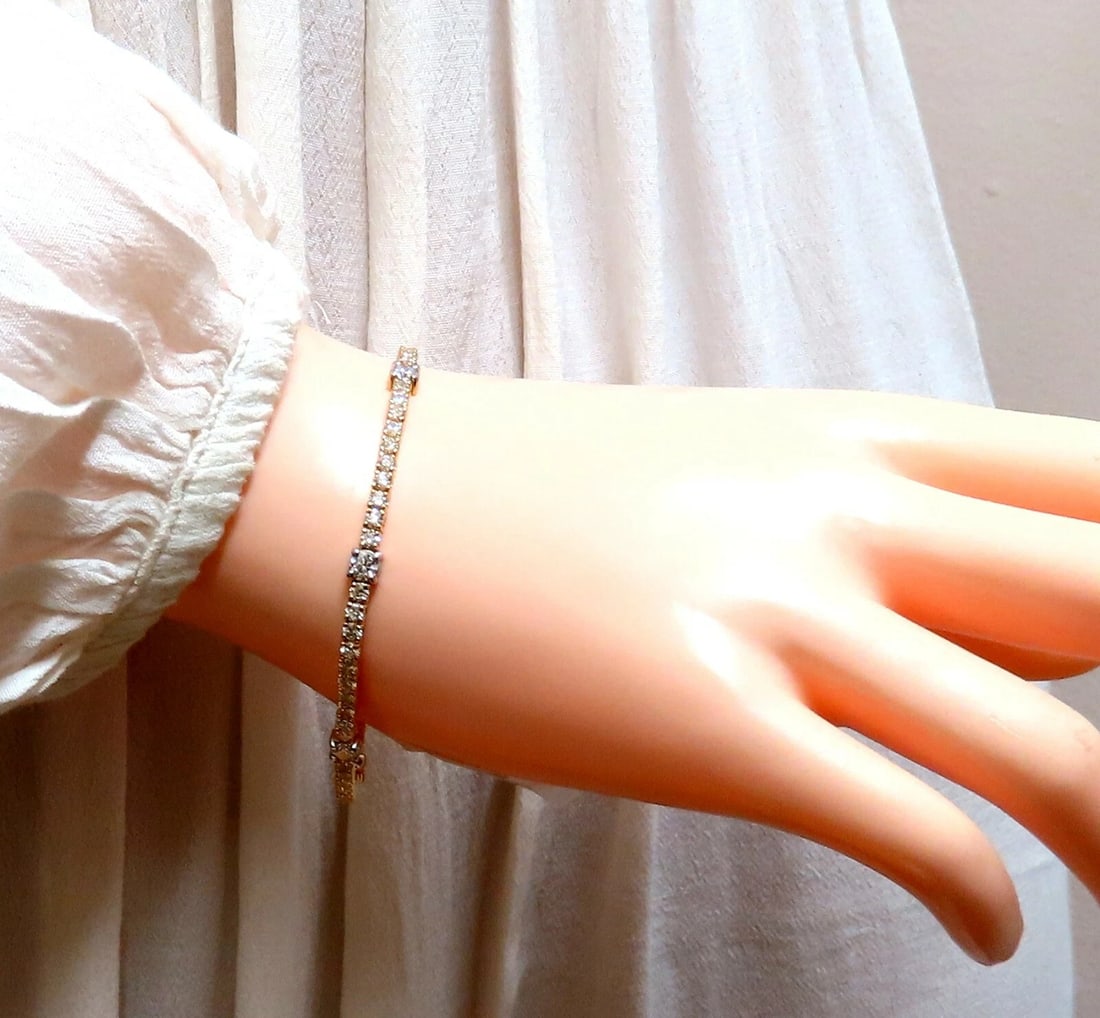 4.51ct Natural Diamonds Tennis Bracelet 14kt Gold Classic Station Alternate** - 4
