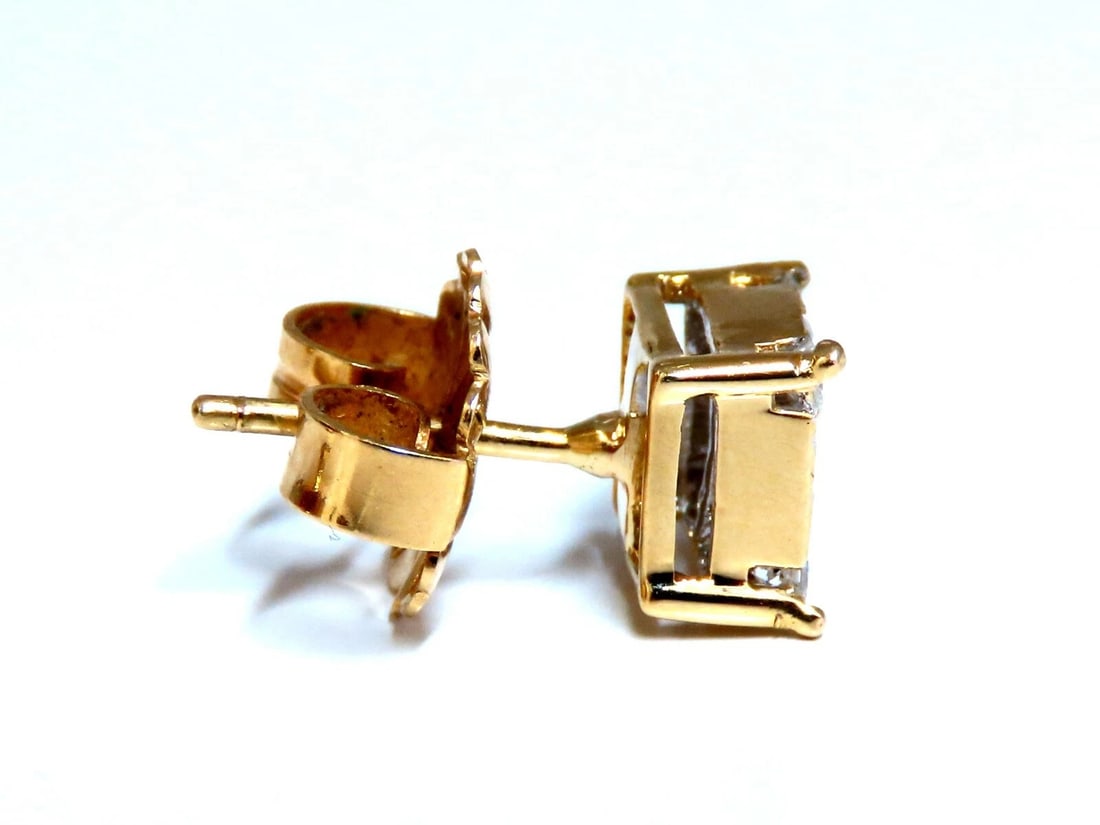 1.06ct Natural Diamonds Cluster Channel Princess Clip Earrings 14 Karat** - 2