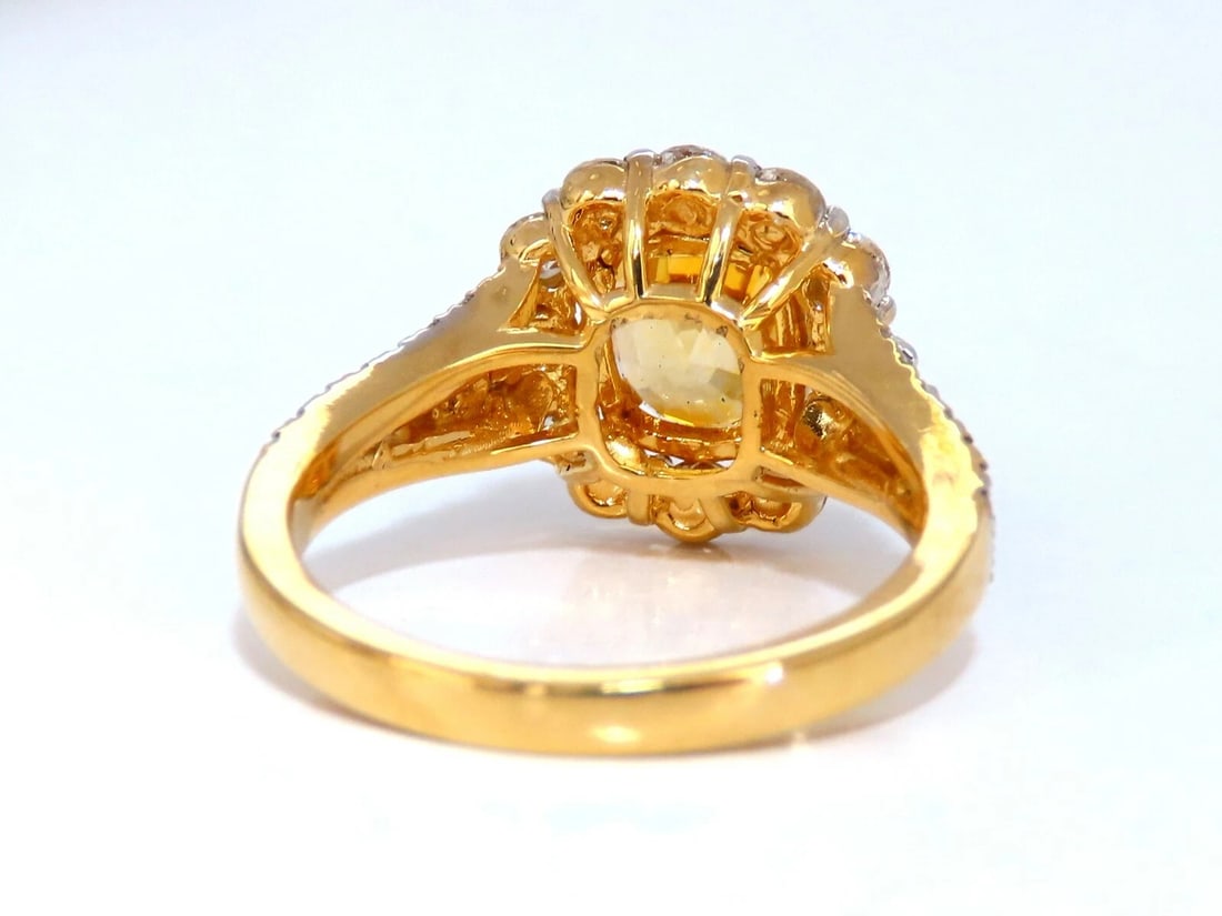GIA Certified 2.59Ct Natural Yellow Natural Sapphire Diamonds Ring 14kt** - 4