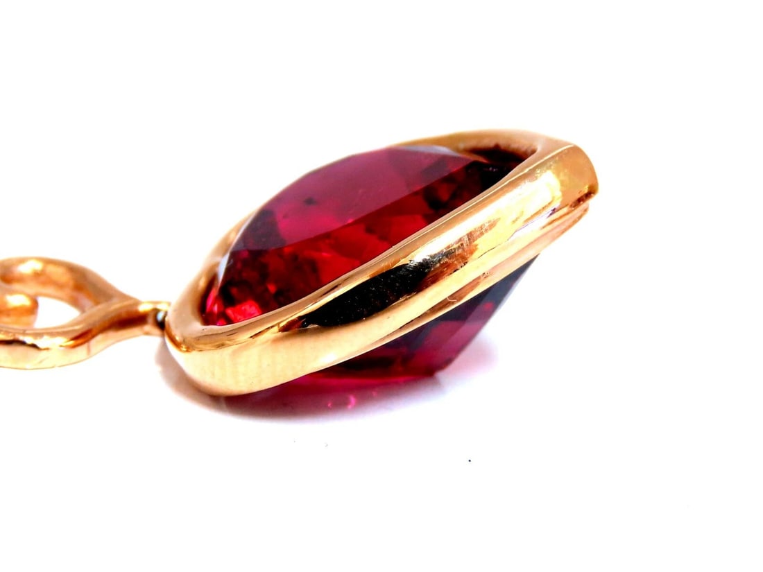 GIA Certified Natural Red Heart Tourmaline Diamonds Dangle Earrings 14k** - 8