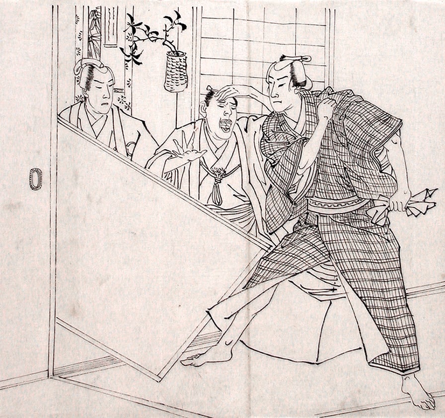 Toshikata, Mizuno (fl. 1866-1908): Four preparatory drawings for an illustrated book or magazine. - 2