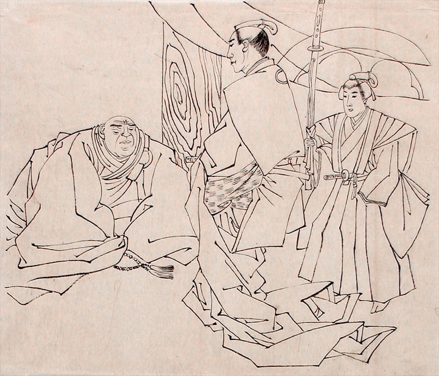 Toshikata, Mizuno (fl. 1866-1908): Four preparatory drawings for an illustrated book or magazine. - 3