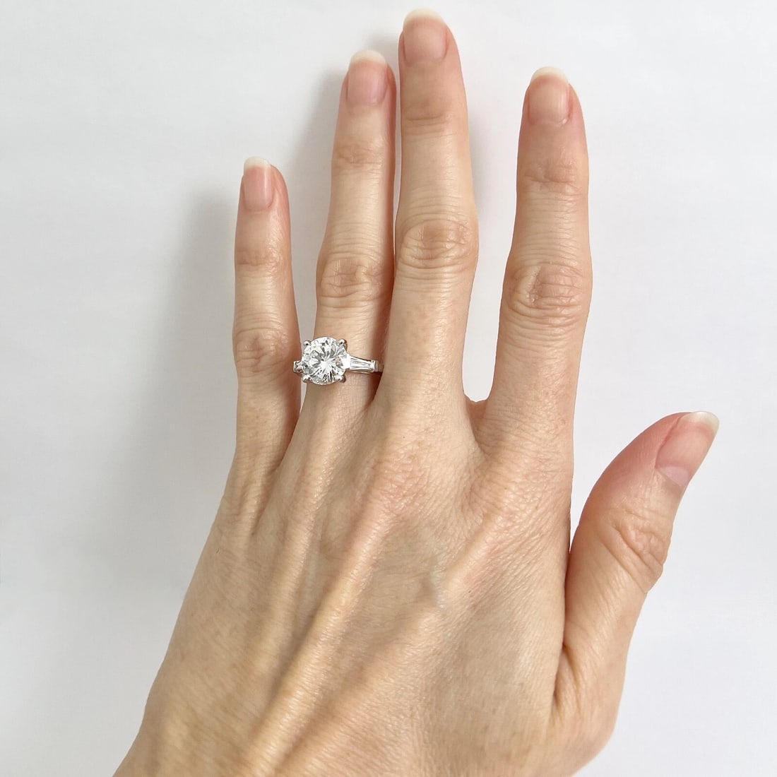 GIA Round Tapered Baguette Diamond Engagement Ring 14K White Gold, 2.93 CTW - 3