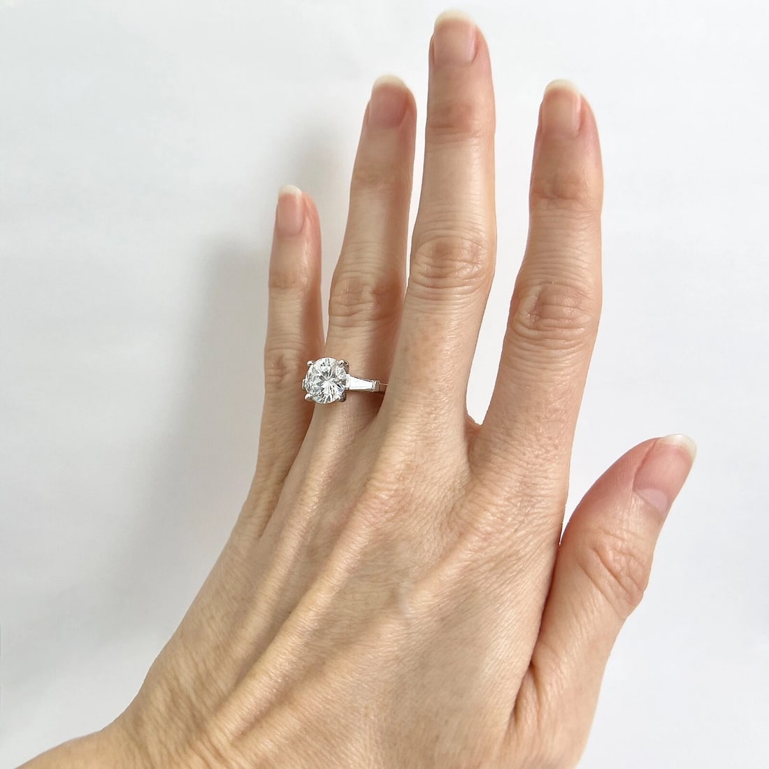 GIA Round Tapered Baguette Diamond Engagement Ring 14K White Gold, 2.93 CTW - 5