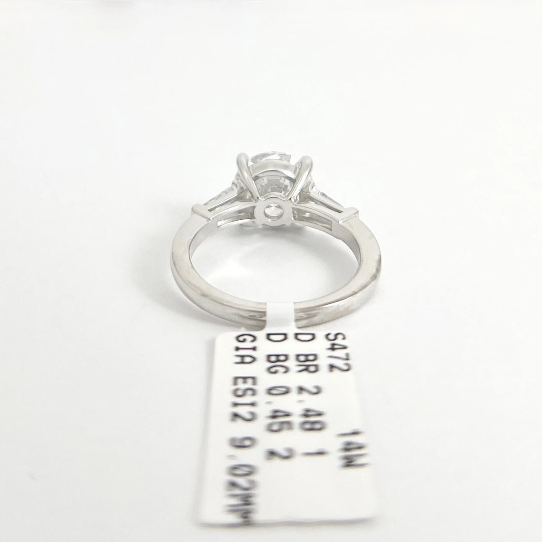 GIA Round Tapered Baguette Diamond Engagement Ring 14K White Gold, 2.93 CTW - 8