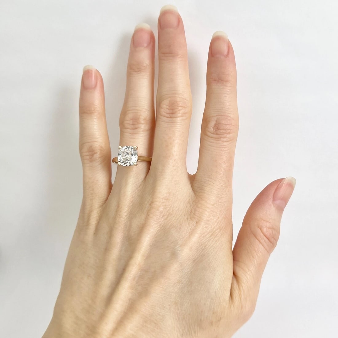 GIA Cushion Diamond Solitaire Engagement Ring 14K Yellow Gold, 3.30 CT - 3