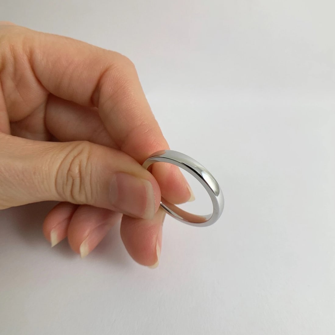 Men's Plain Thin Wedding Band Ring 14K White Gold Size 10, 3 mm, 4.71 Grams - 3