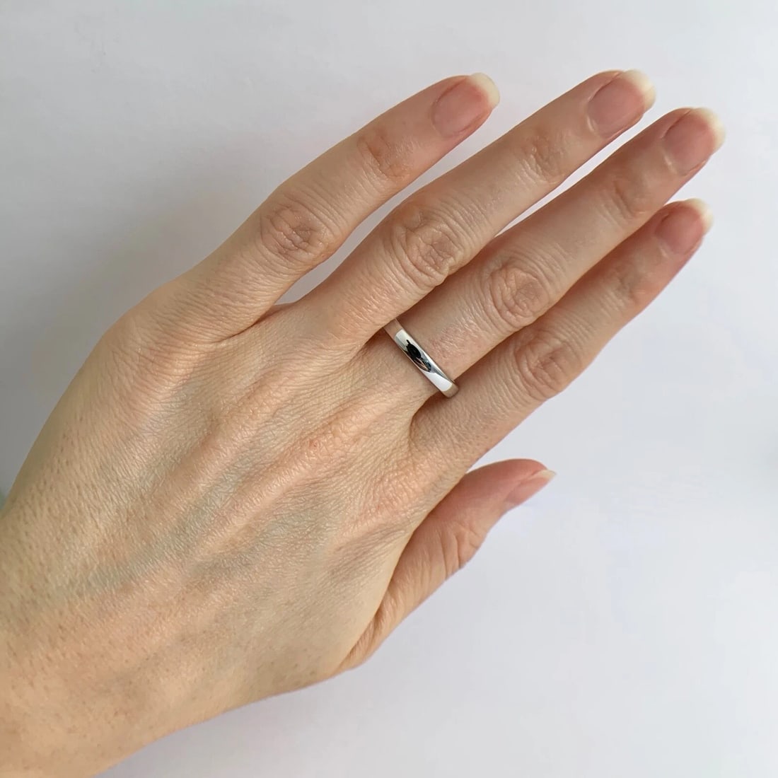 Men's Plain Thin Wedding Band Ring 14K White Gold Size 10, 3 mm, 4.71 Grams - 6