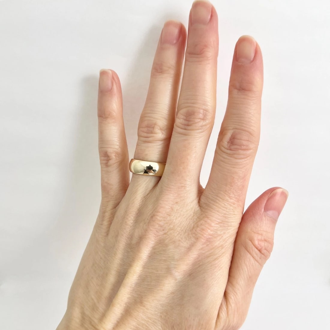 Wide Plain Classic Wedding Band Ring 14K Yellow Gold, Size 6, 6 mm - 3