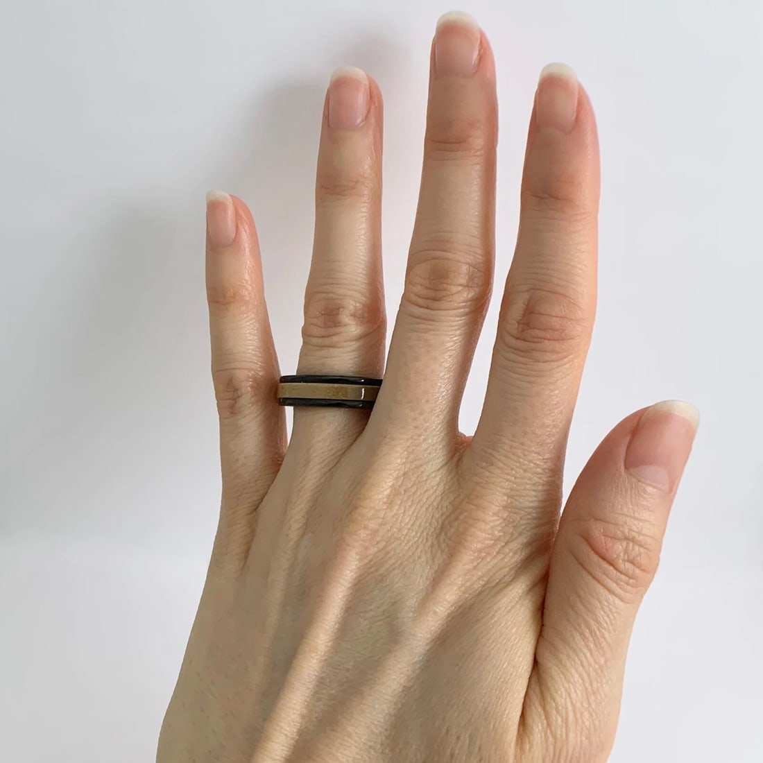 Men's Wood Insert Black Wedding Band Ring in Tungsten Size 10, 6 mm - 4