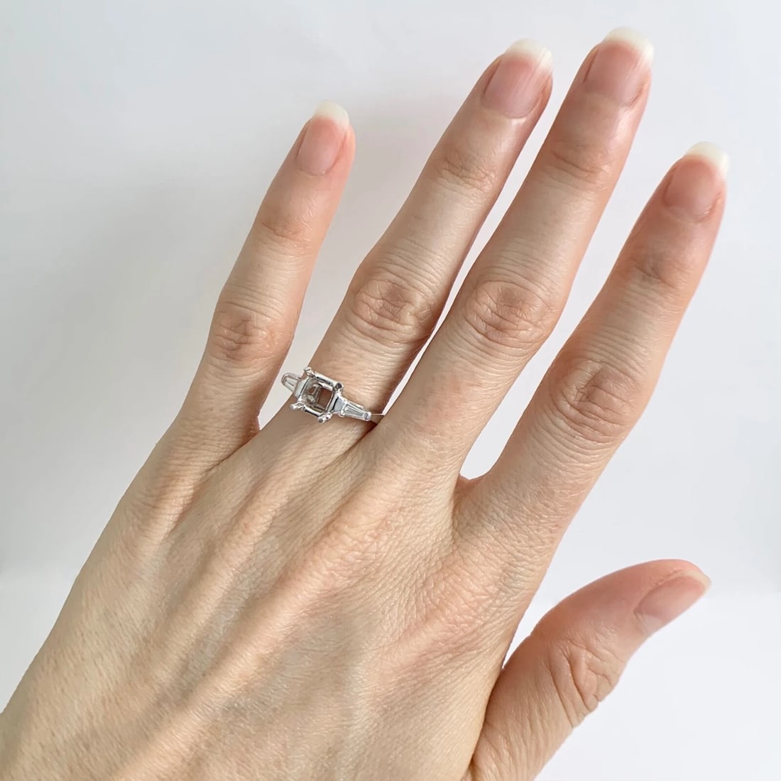 Tapered Baguette Diamond Engagement Ring Setting Mounting Platinum .30 CTW - 3