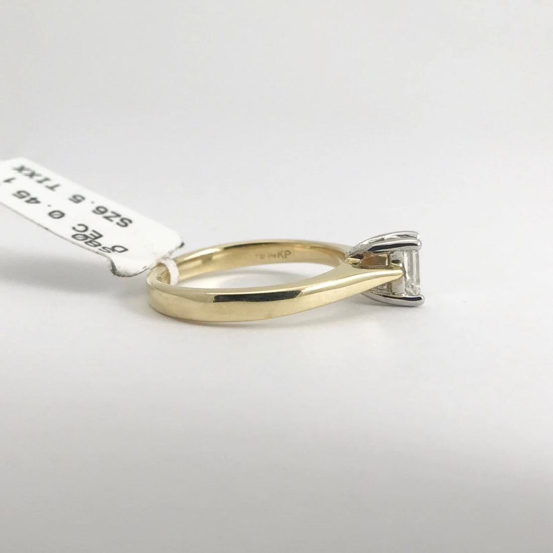 Emerald Cut Solitaire Diamond Engagement Ring 14K Yellow Gold .45 CT, 3.39 Grams - 9