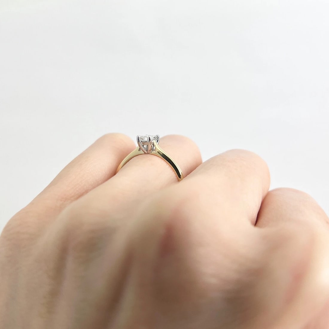 Emerald Cut Diamond Solitaire Engagement Ring 18K Yellow Gold, .35 CT - 5