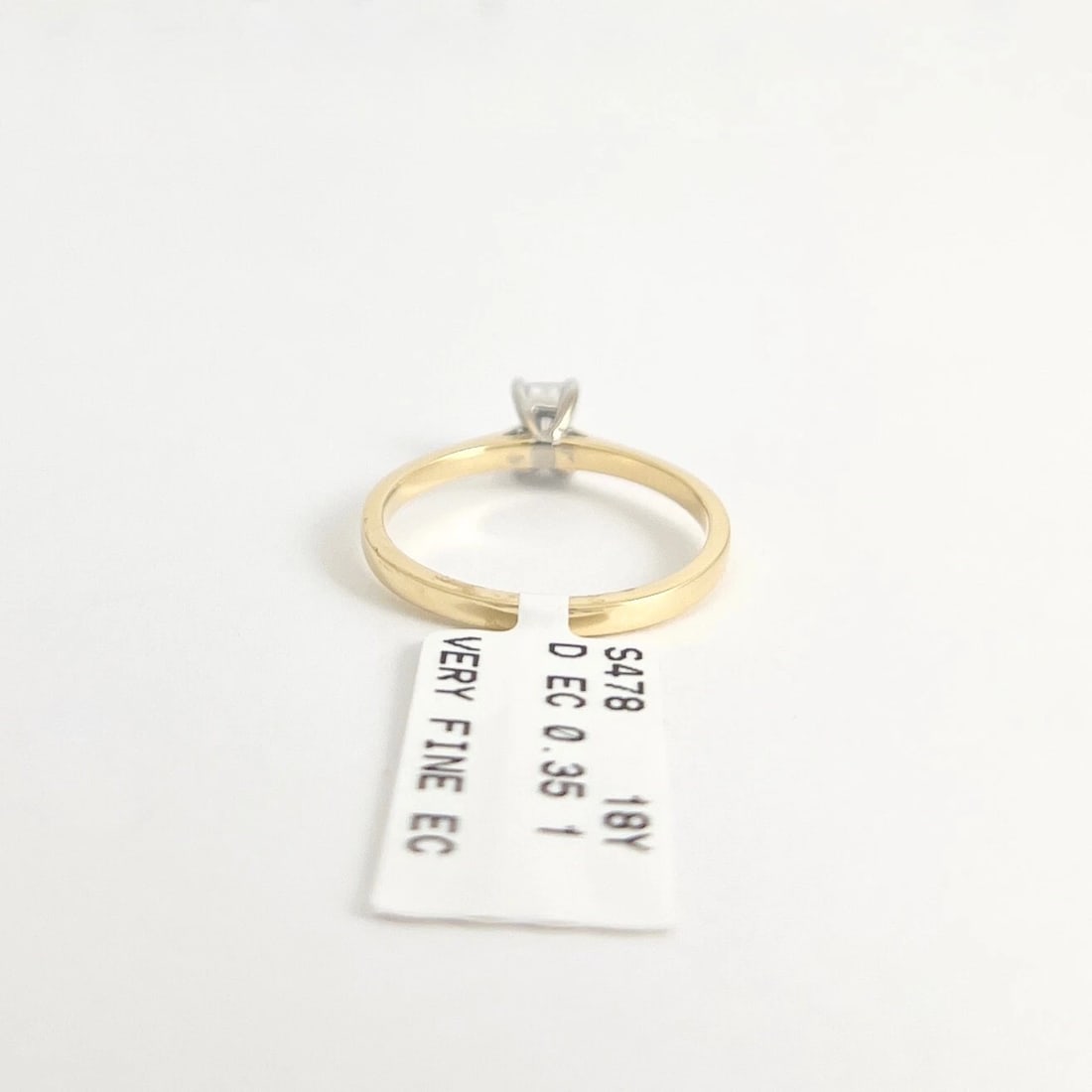 Emerald Cut Diamond Solitaire Engagement Ring 18K Yellow Gold, .35 CT - 7