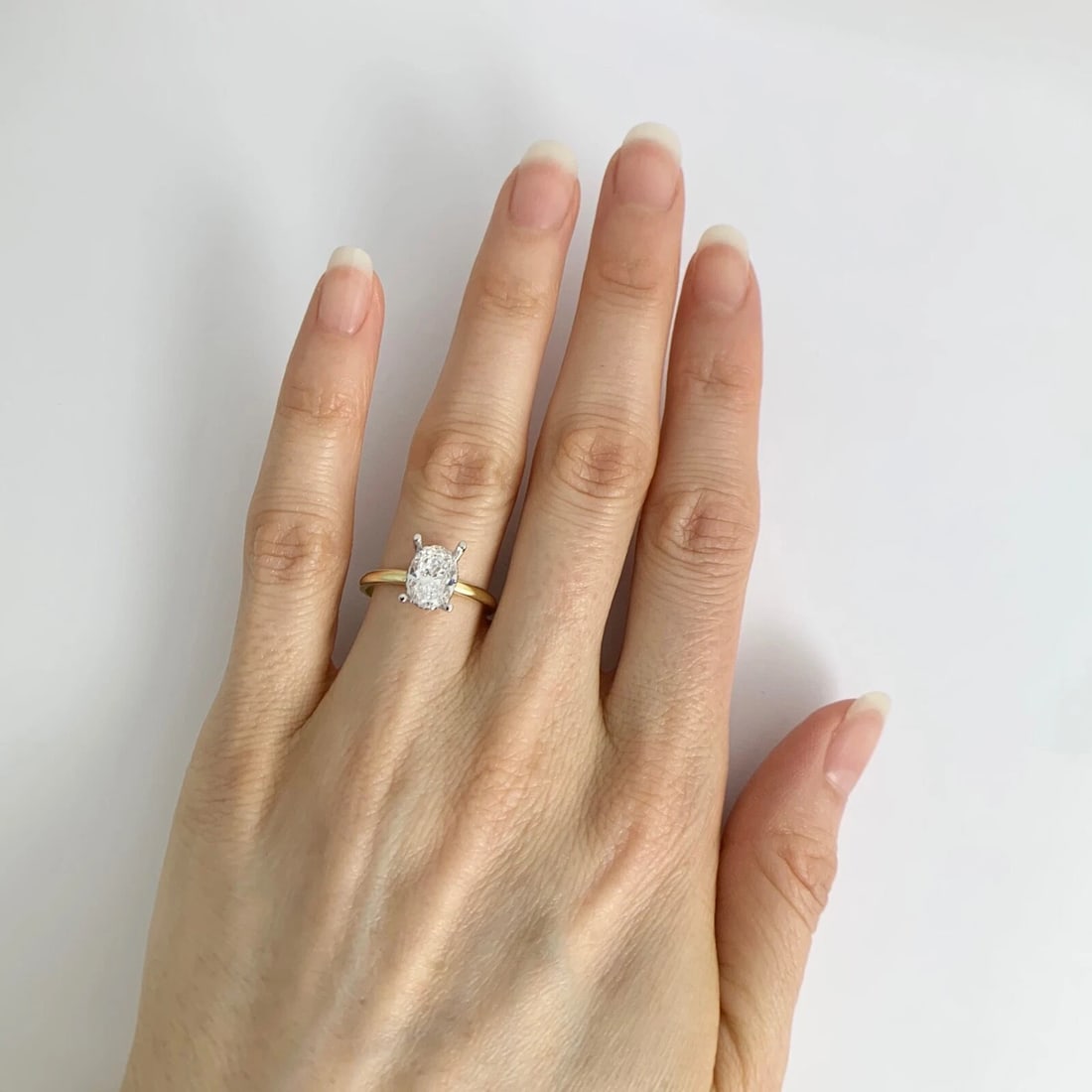 Oval Diamond Hidden Halo Engagement Ring Setting Mounting 18K Yellow Gold - 7