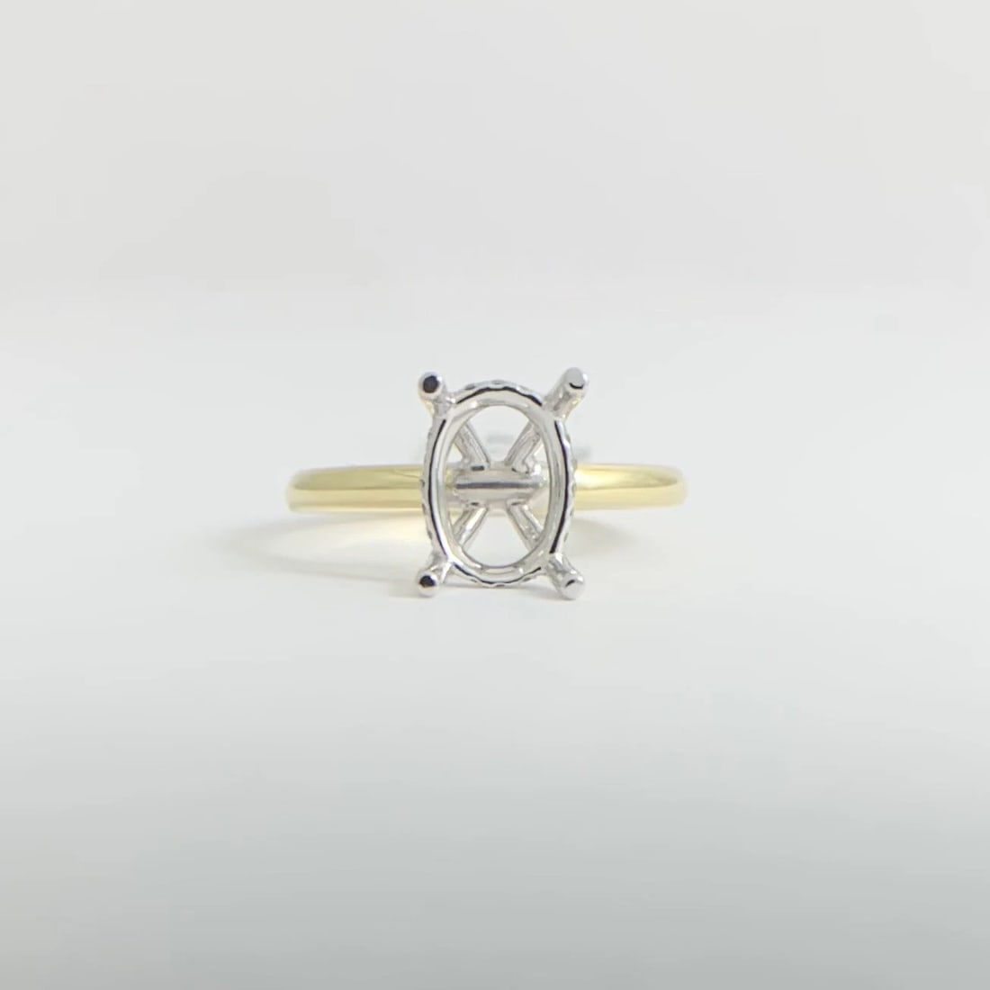 Oval Diamond Hidden Halo Engagement Ring Setting Mounting 18K Yellow Gold - 8