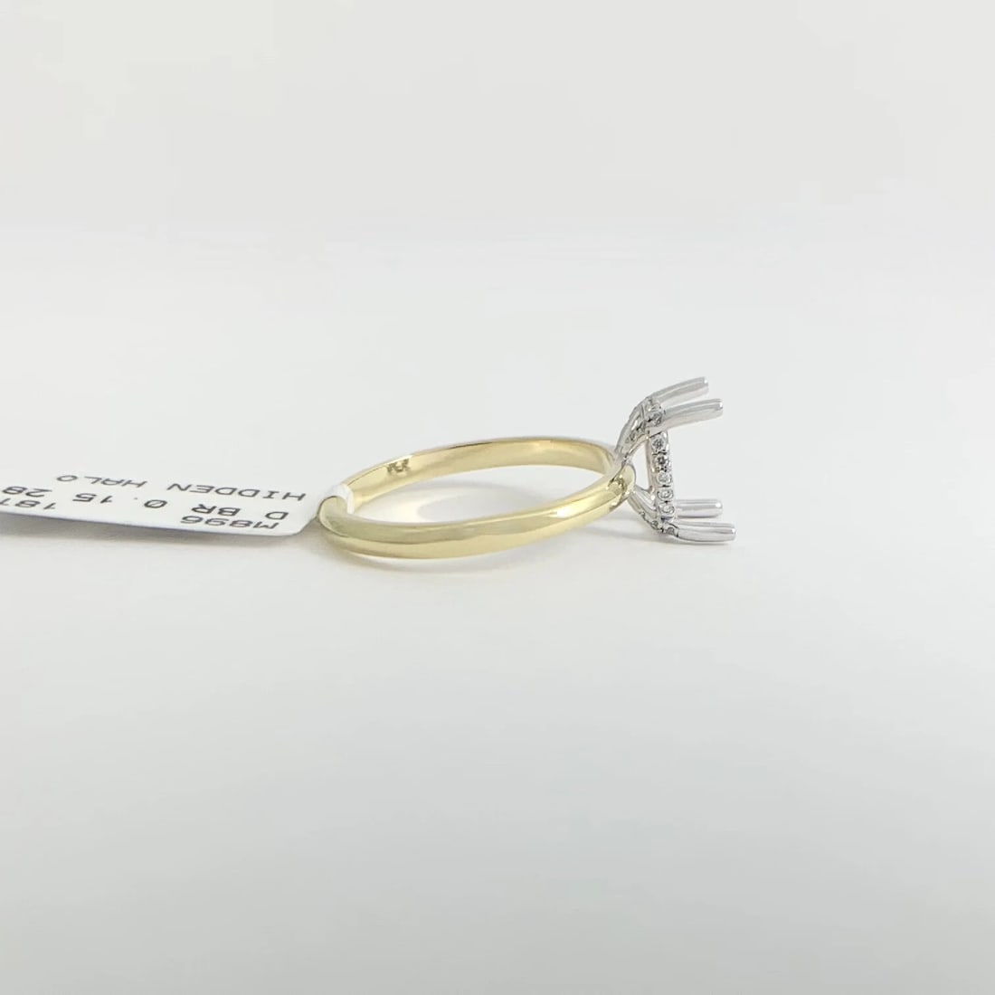 Oval Diamond Hidden Halo Engagement Ring Setting Mounting 18K Yellow Gold - 9