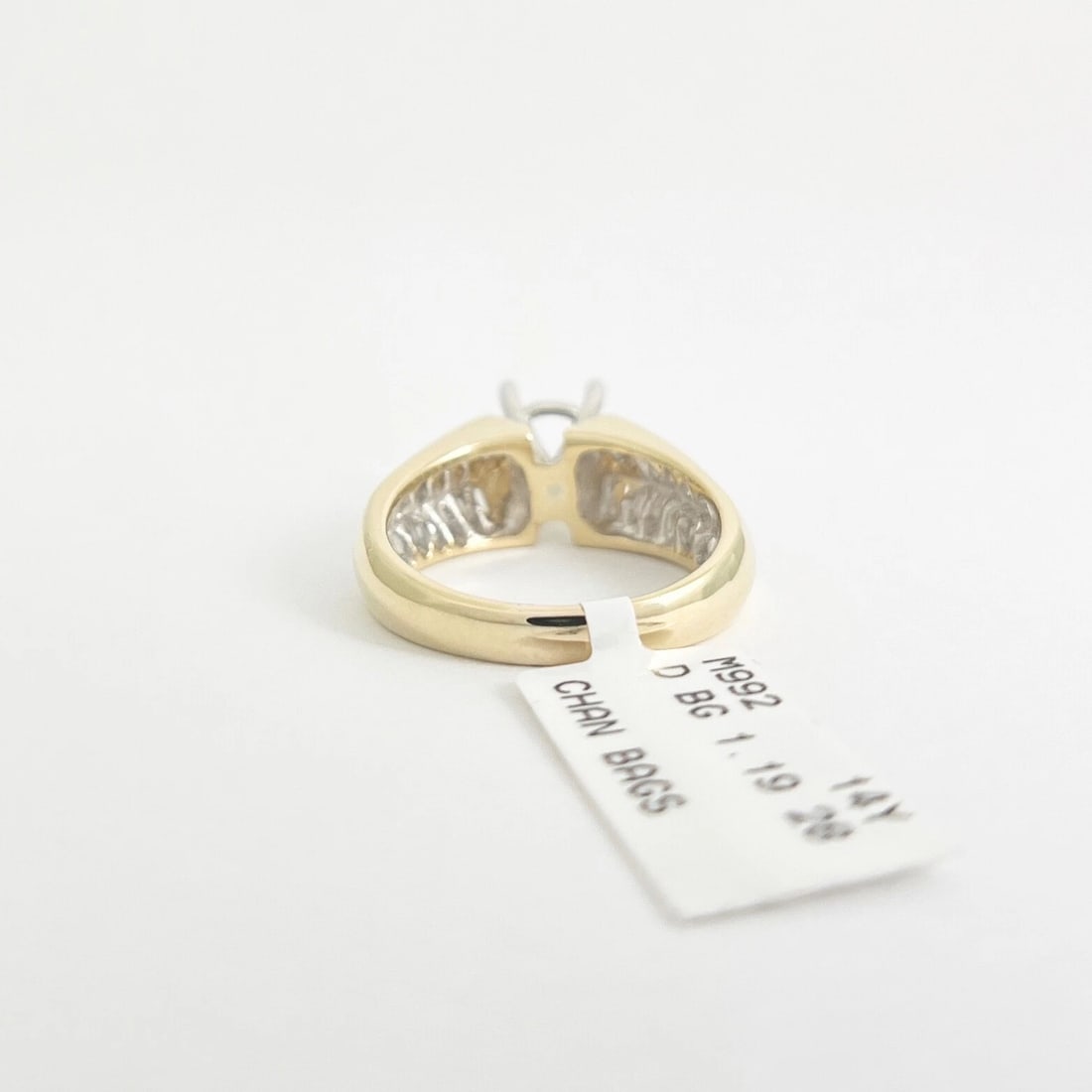 Wide 2-Row Baguette Diamond Engagement Ring Setting Mounting 14K Yellow Gold - 9