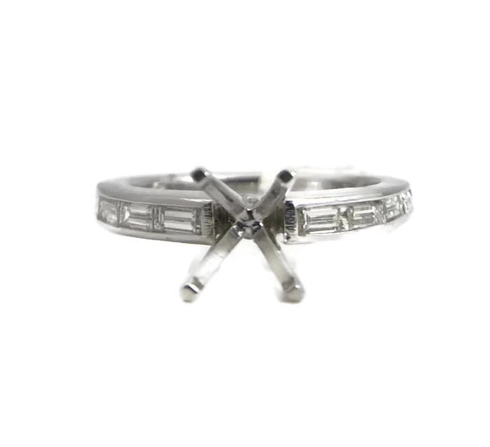 Baguette Channel-Set Diamond Engagement Ring Mounting 14K White Gold .65 CTW (1 of 10)