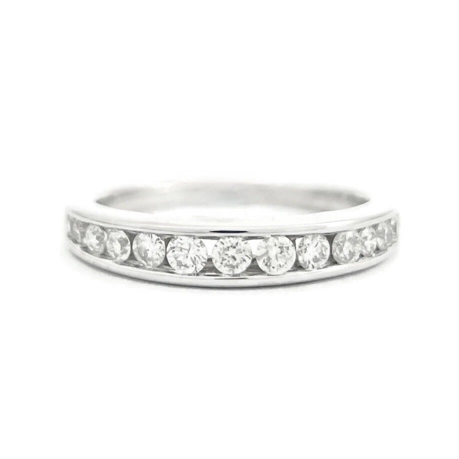 Round Diamond Channel-Set Wedding Band Anniversary Ring 14K White Gold .45 CTW (1 of 8)