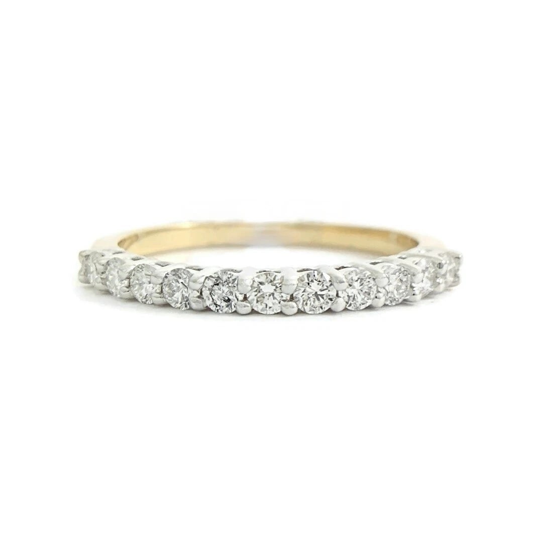 Two-Tone Round Diamond Wedding Band Ring 14K Yellow White Gold, .43 CTW (1 of 8)