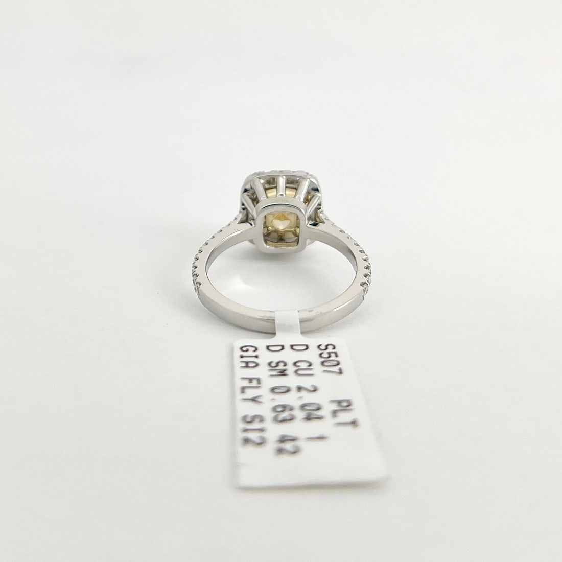 GIA Fancy Light Yellow Cushion Halo Diamond Engagement Ring Platinum, 2.67 CTW - 8