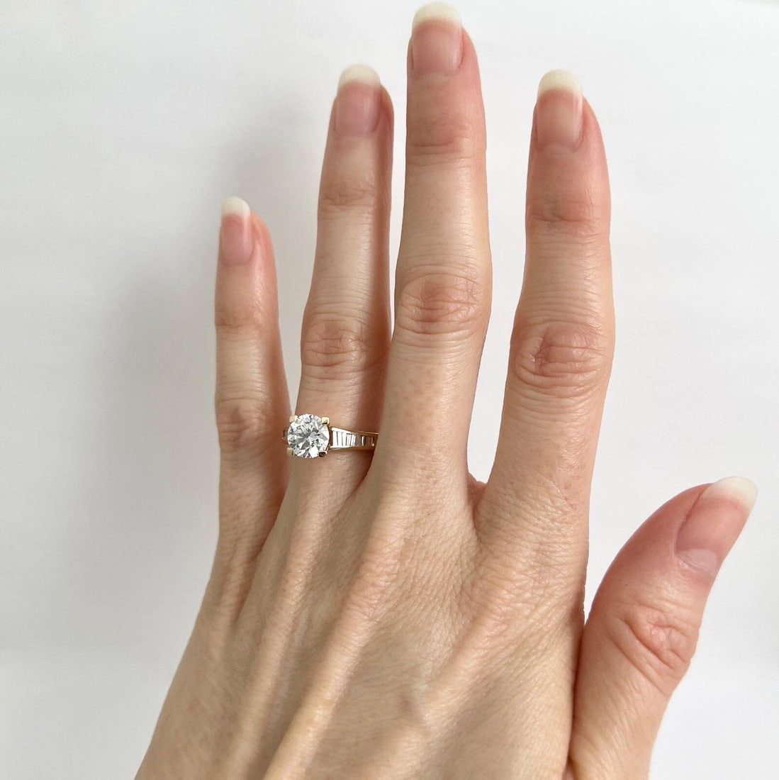 GIA Round Channel-Set Baguette Diamond Engagement Ring 18K Yellow Gold 1.78 CTW - 2