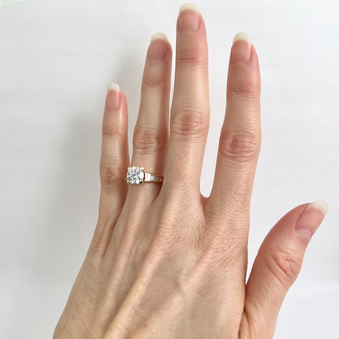 GIA Round Channel-Set Baguette Diamond Engagement Ring 18K Yellow Gold 1.78 CTW - 4