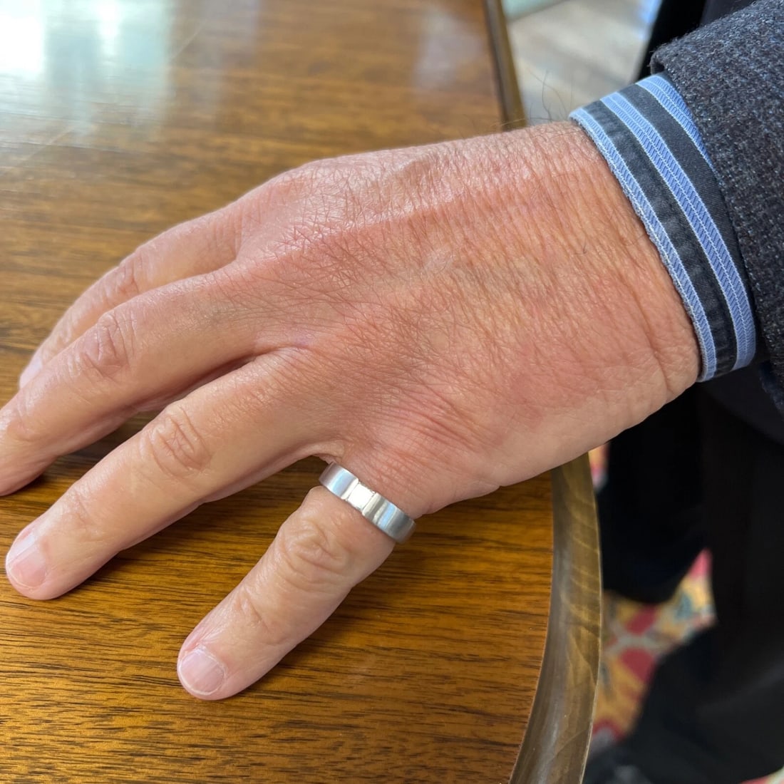 Men's Princess Cut Diamond Solitaire Satin Wedding Band Ring Platinum, .45 CTW - 2