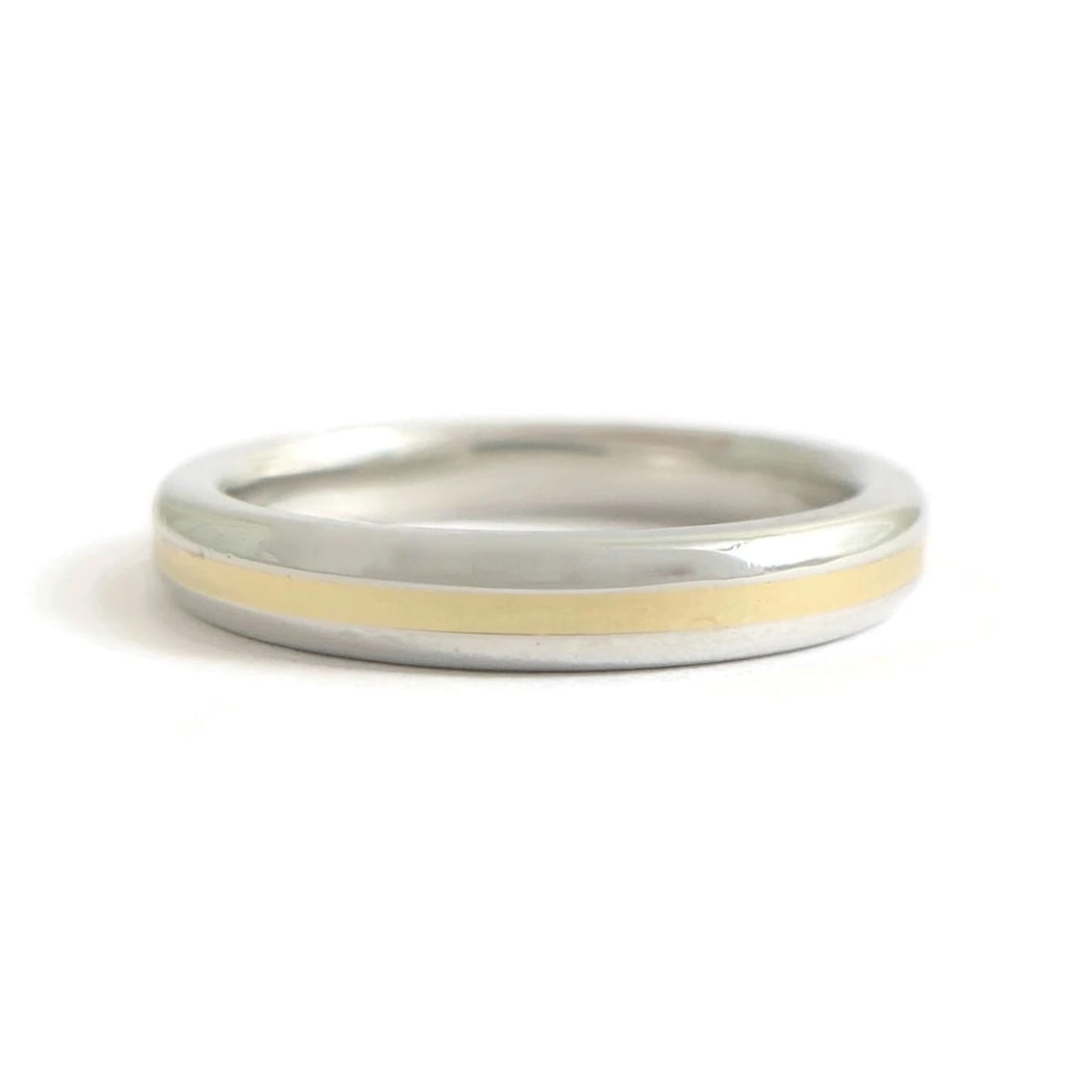 Men's Plain Two-Tone Wedding Band Ring Platinum 18K Yellow Gold, 3.5 mm, 9.63 Gr (1 of 9)
