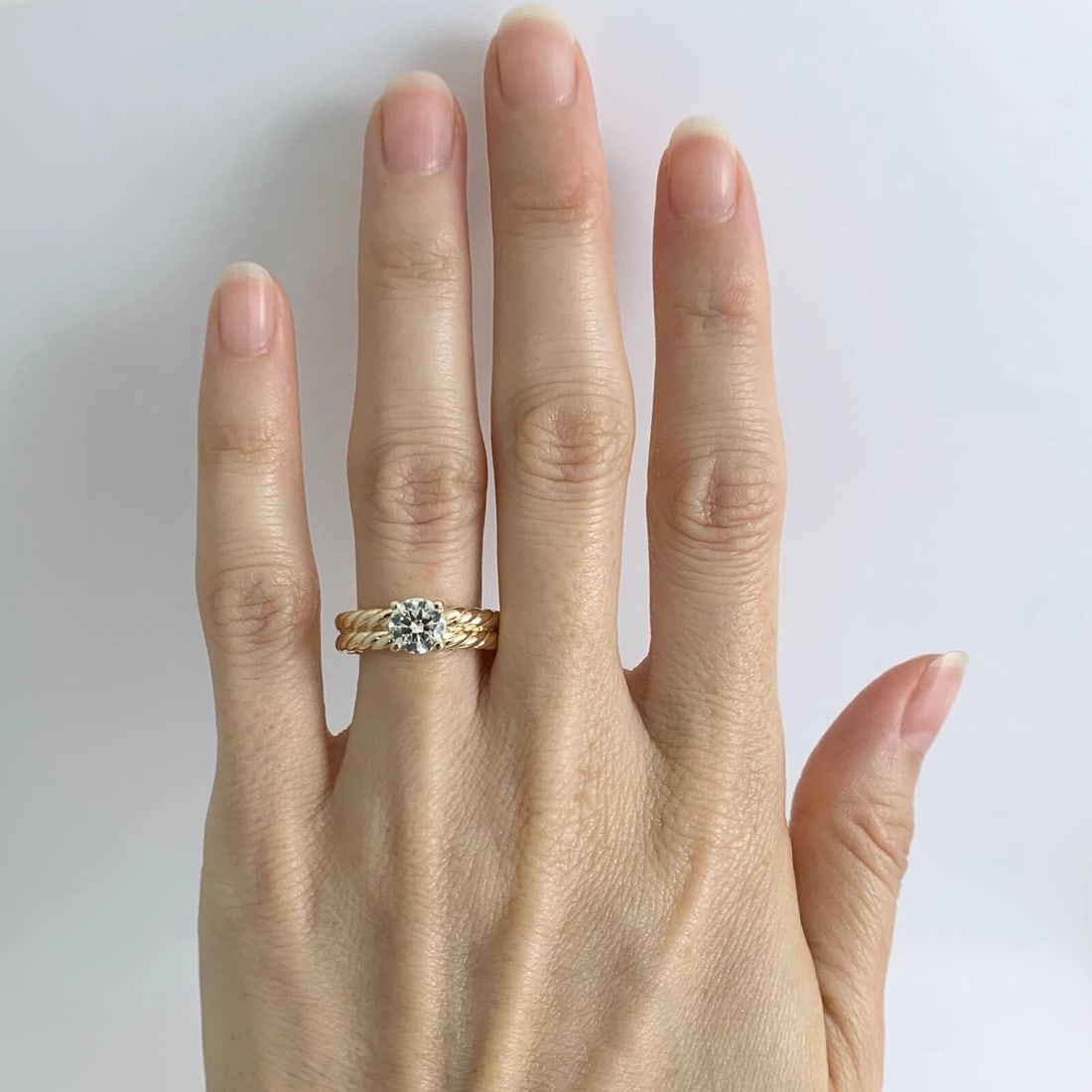 Round Diamond Double Rope Solitaire Engagement Ring 14K Yellow Gold .80 CT - 2