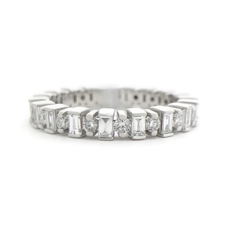 Multishape Diamond Eternity Ring Wedding Band 14K White Gold, Size 5.5, 1.00 CTW (1 of 6)