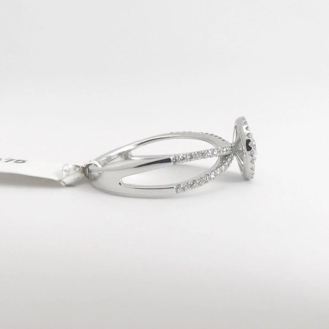 Flower Cluster Split Shank Halo Diamond Engagement Ring 18K White Gold .90 CTW - 7