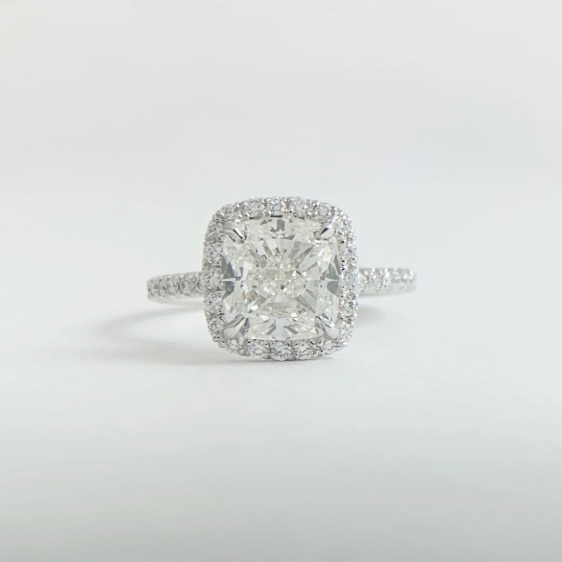 GIA Radiant Halo Diamond Engagement Ring Platinum 1.51 CTW - 6