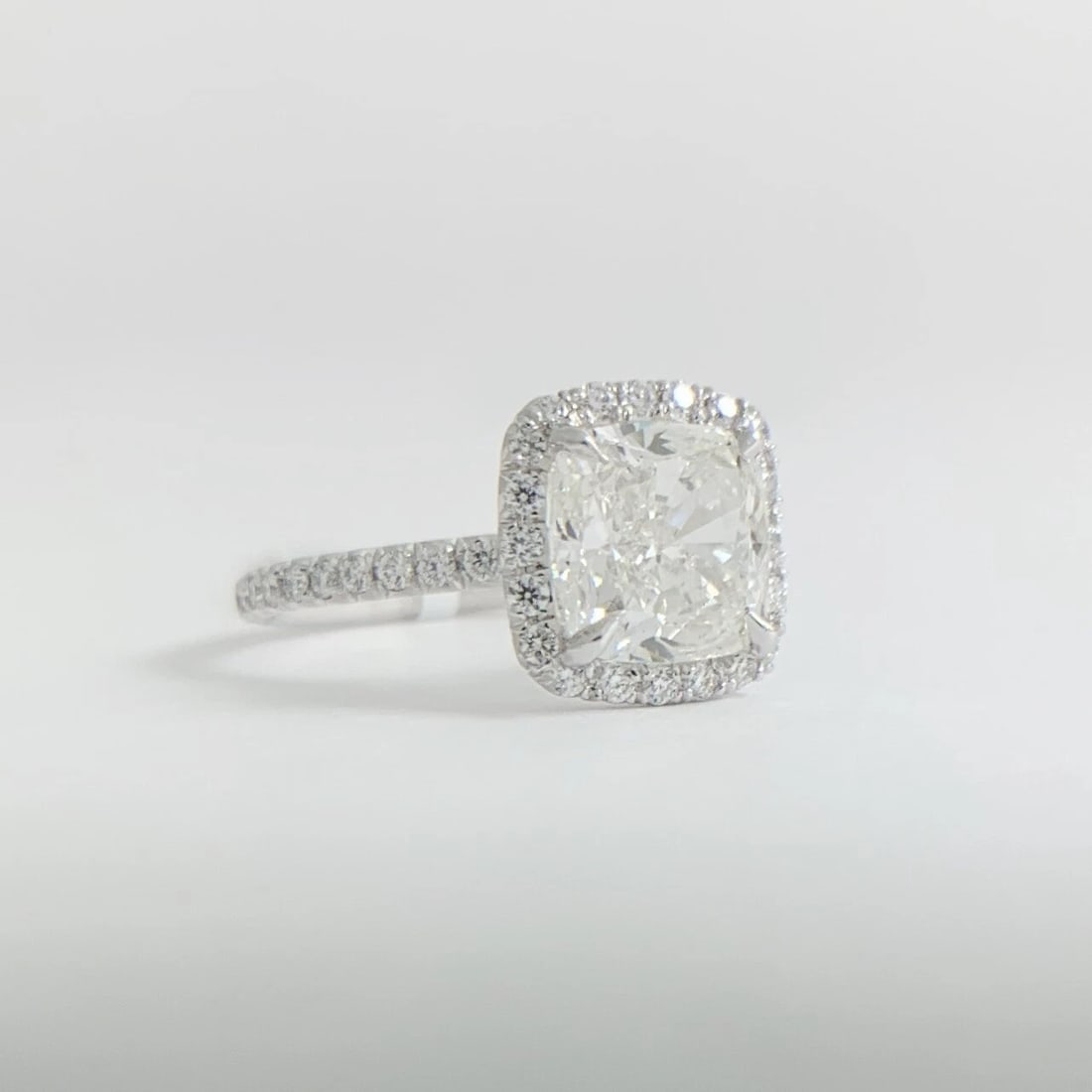 GIA Radiant Halo Diamond Engagement Ring Platinum 1.51 CTW - 7