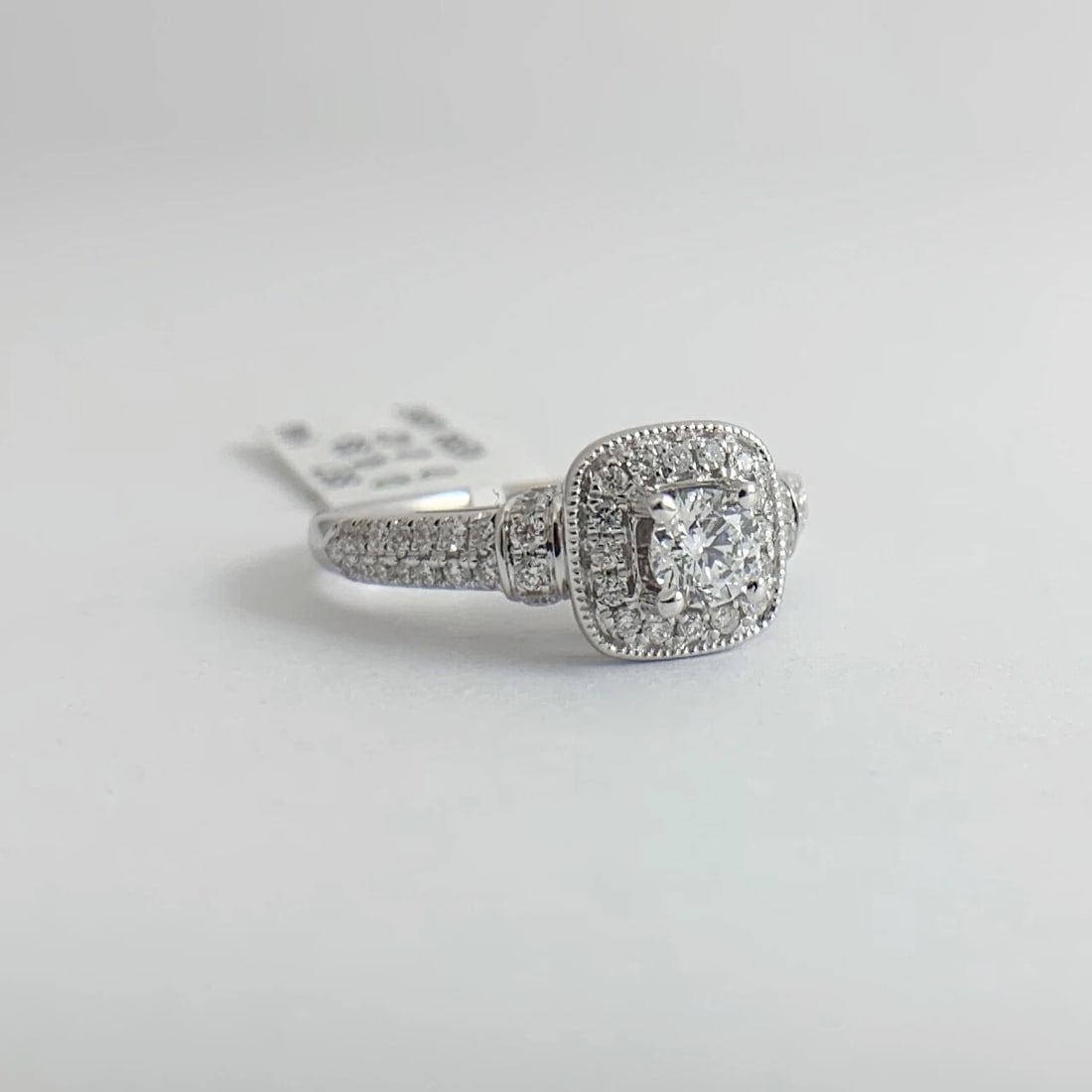 Vera Wang Round Diamond Cushion Halo Engagement Ring 14K White Gold, .83 CTW - 6