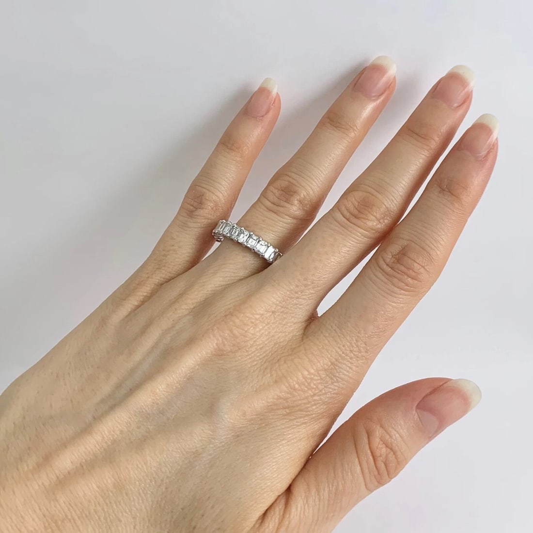 Emerald Cut Diamond Eternity Wedding Band Ring Platinum, Size 7.25, 4.57 CTW - 4