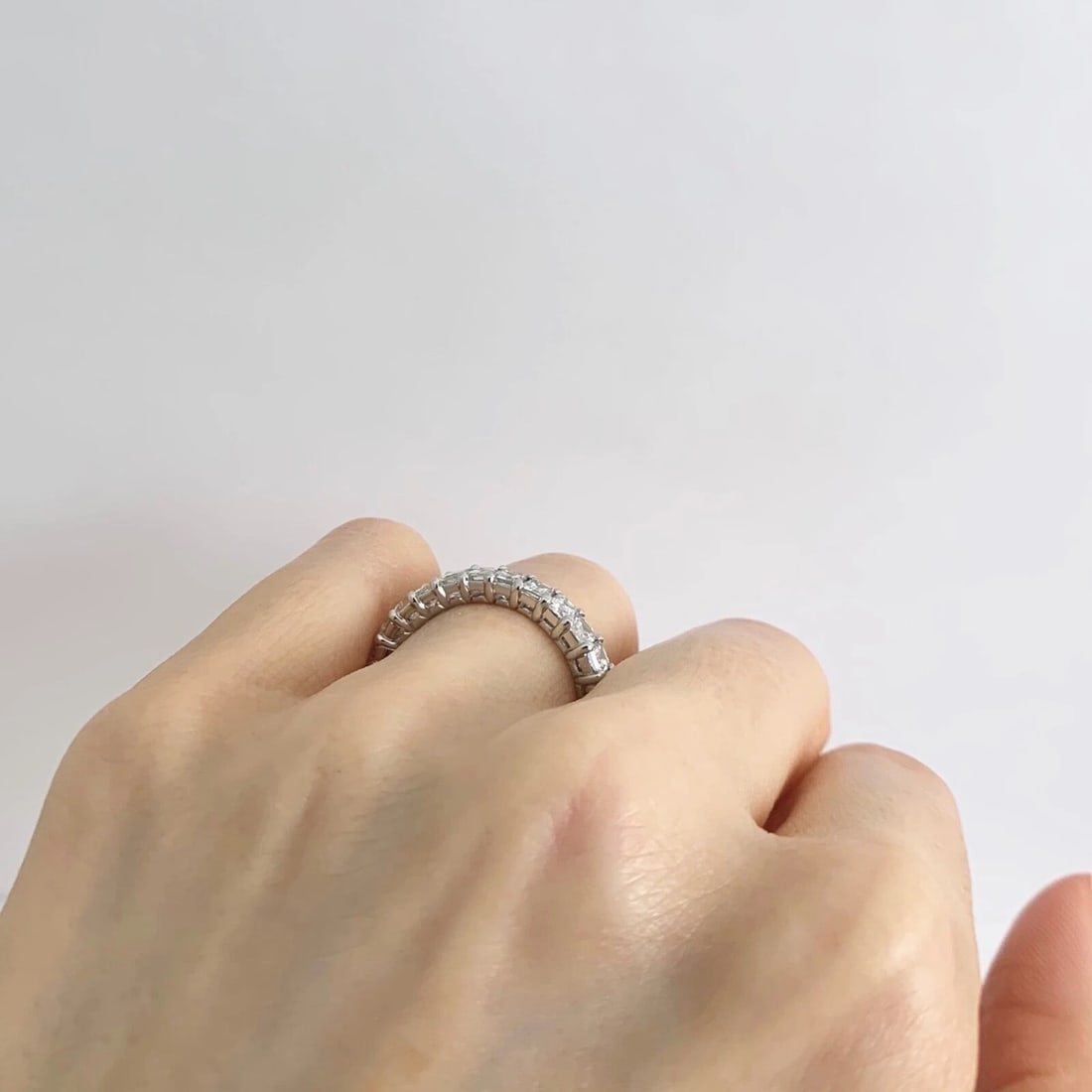 Emerald Cut Diamond Eternity Wedding Band Ring Platinum, Size 7.25, 4.57 CTW - 5