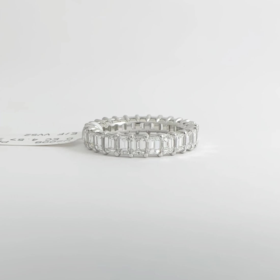 Emerald Cut Diamond Eternity Wedding Band Ring Platinum, Size 7.25, 4.57 CTW - 7