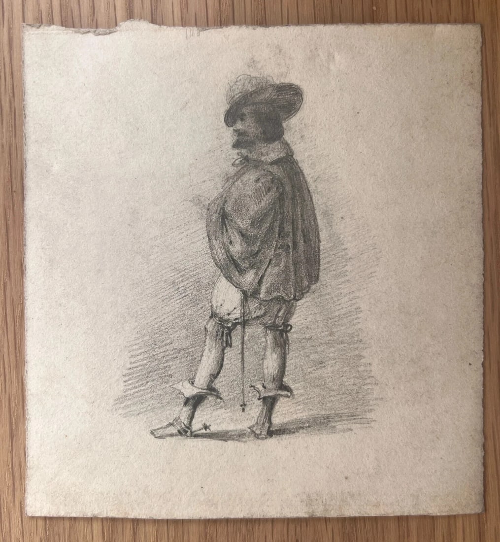 Antique Drawing Original Military Man Portrait 19th century - 9