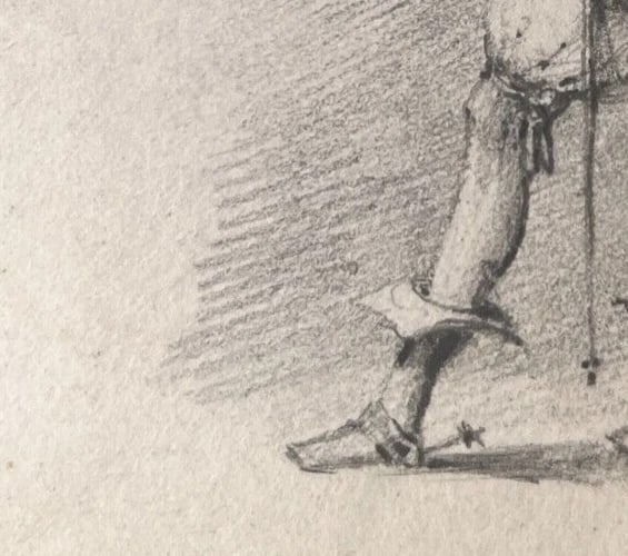 Antique Drawing Original Military Man Portrait 19th century - 4