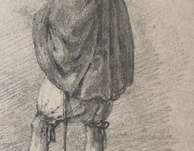 Antique Drawing Original Military Man Portrait 19th century - 5